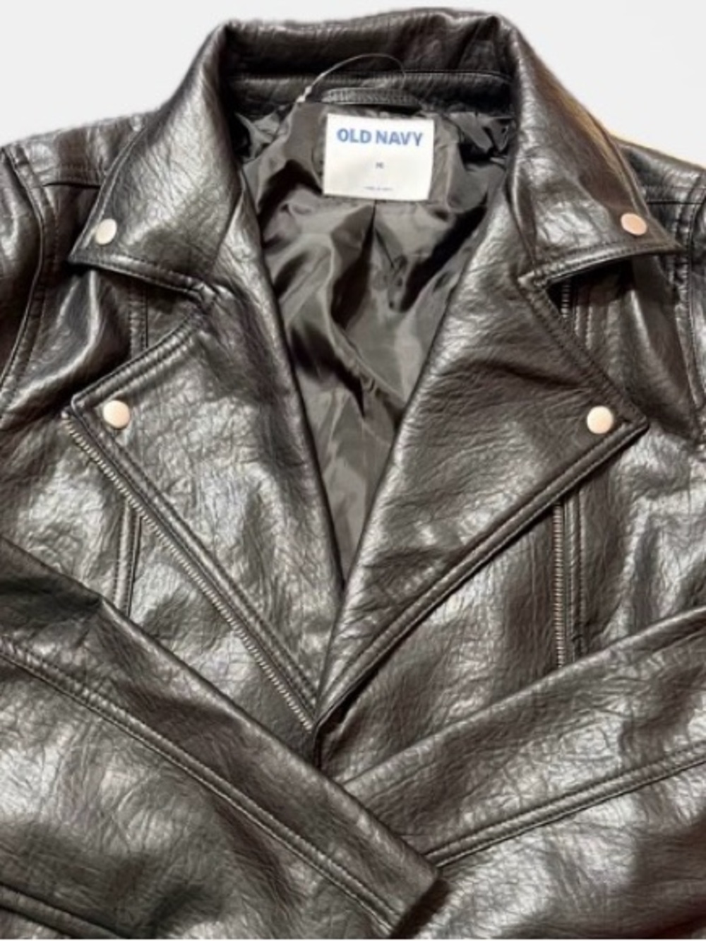 Old Navy New Without Tag Women's Black Faux Leather Moto Jacket Size M